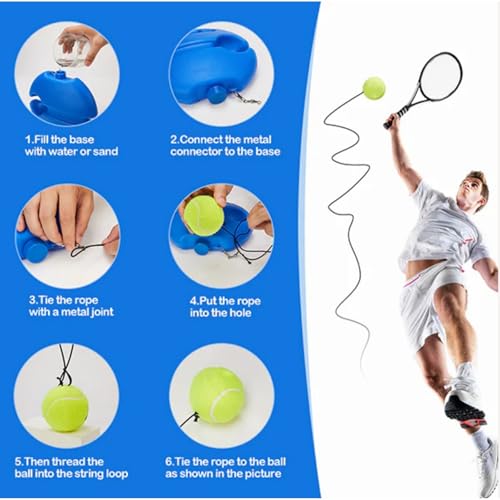 Tennis Ball Practice Rebounder, Tennis Trainer Rebound Ball with String, Tennis Movement Trainer, Portable Training Aid for Adults & Beginners - color: 1PC with 2 balls