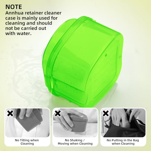 Colorful Plastic Dental Orthodontic Retainer Container Cleaning Case,Denture Bath Box Case Cup Holder Travel, Mouthguard Storage Soaking Case - color: Transparent Green
