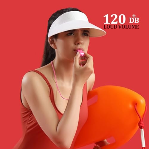 Pink Whistle, 2 Packs Whistle for Coaches, Plastic Coach Whistles with Lanyard, Loud Clear Crisp Referee Whistle, Whistle Emergency for Teacher Polices Officials Sport Training Lifeguard