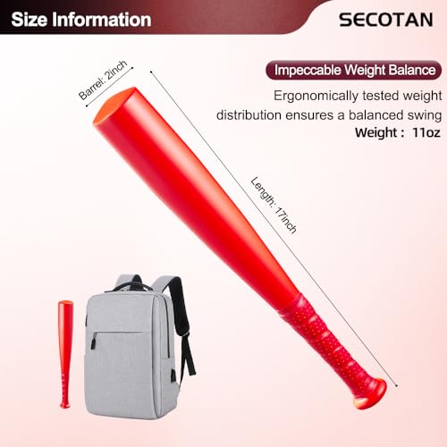 Baseball Bat, Aluminum One Hand 17-Inch Training Bat, Softball Bat, Home/Car/Self Defense, Batting Practice, Aluminum Bat, Truck Tire Checker Bat - color: Neon Red