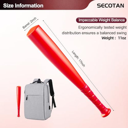 Baseball Bat, Aluminum One Hand 17-Inch Training Bat, Softball Bat, Home/Car/Self Defense, Batting Practice, Aluminum Bat, Truck Tire Checker Bat - color: Neon Red