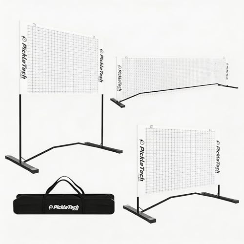 PICKLETECH 4.0 Slim Version Portable Pickleball Nets Outdoor Game 22 FT Pickleball Net-USAPA Regulation Size-Pickle Ball Net System with Carrying Bag for Driveway - color: Black, size: 3in 1