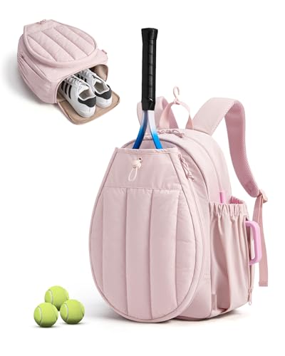 BAGSMART Tennis Gym Bag for Women, Tennis Backpack Holds 2 Rackets with Shoe Compartment, 15.6" Laptop Gym Backpacks for Court, Off-work, Everyday & Overnight Weekend