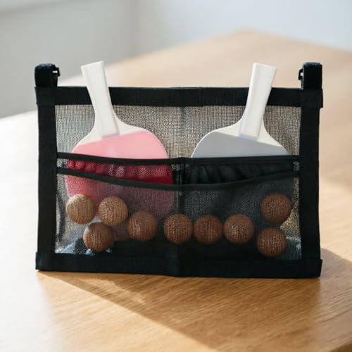 Gralara Table Tennis Paddle Holder Adjustable Straps Hanging Mesh Storage Bag Tear-Resistant Racket Organizer for Game Room