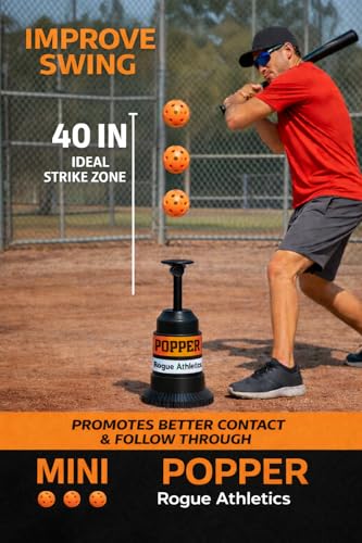 Baseball Mini Tee Popper Trainer, Portable Self Toss Hitting Tee for Solo Batting Practice, Great for Kids, Youth & Adults, Includes 1 Popper Ball