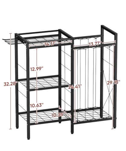3 Tiers Dumbbells Yoga Mat Storage Rack with Elastic Straps for Kettlebells Foam Roller Resistance Bands Balls, Workout Equipment Organizer Weight Storage Holder with Hooks for Home Gym