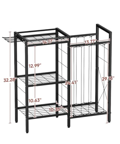 3 Tiers Dumbbells Yoga Mat Storage Rack with Elastic Straps for Kettlebells Foam Roller Resistance Bands Balls, Workout Equipment Organizer Weight Storage Holder with Hooks for Home Gym