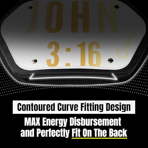 O Shield Golden Cross Chrome Football Back Plate, Lower Back Pads for Football Players, Rear Protector, Cross Series - size: Youth (Weight less than 180 Pounds), style: John 3:16 White