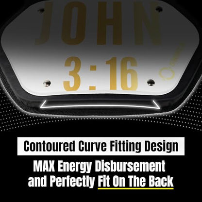 O Shield Golden Cross Chrome Football Back Plate, Lower Back Pads for Football Players, Rear Protector, Cross Series - size: Youth (Weight less than 180 Pounds), style: John 3:16 White