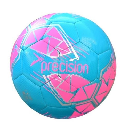 Precision Fusion High Performance Midi Football, Durable, Machine Stitched TPU, 2mm EVA Lined, Lightweight 220g - color: Blue/Pink/Silver