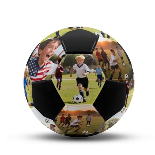 PU Leather Soccer Customized Photo Text Logo Soccer Size 5 Ideal Gift for Boys Girls Football The Room Decorated