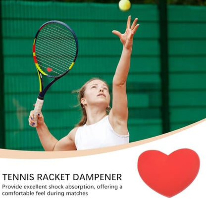 Tennis Racket Vibration Dampener Soft Silicone Racket Shock Absorber for Tennis Racquet String - Heart Shaped - color: Red