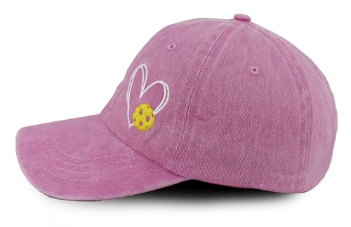 Pickleball Baseball Cap for Men Women, Funny Adjustable Embroidered Cotton Outdoor Sport Pickle Ball Heart Hat - color: Pink-1