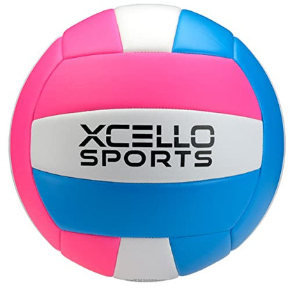 Xcello Sports Volleyball with Pump Pink/Blue, Grey/Blue