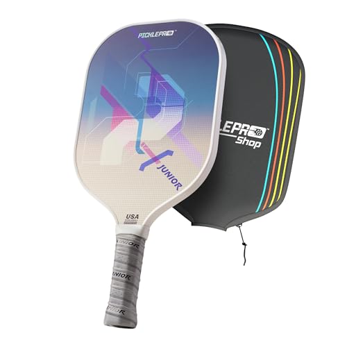 PicklePro Pickleball Paddles with Cover – Lightweight Fiberglass Pickleball Paddle for Kids, Youth & Beginners, Cushioned Grip, 13mm Honeycomb Core, Indoor & Outdoor Racket, USAP Approved - color: Malibu V2