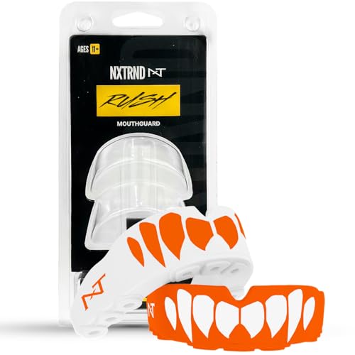 2 Pack Nxtrnd Rush Dual Layer Mouthguard, Custom Fit Sports Mouthpiece for Football, Boxing, MMA, Basketball, Hockey, Lacrosse, Youth & Adult (Orange) - color: Orange
