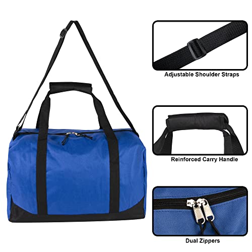 24 Pack Bulk Duffle Bags Wholesale by the Case for Homeless, Sports Teams, and Duffle Bags for Foster Kids (All Blue Pack) - color: All Blue Pack