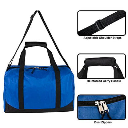 24 Pack Bulk Duffle Bags Wholesale by the Case for Homeless, Sports Teams, and Duffle Bags for Foster Kids (All Blue Pack) - color: All Blue Pack
