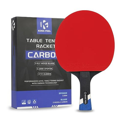 Professional Ping Pong Paddles-Lightweight Carbon Fiber Table Tennis Rackets with 7-Ply Blade, 2.0mm Premium Sponge, ITTF Approved Rubber - for Tournament-Level Performance Table Tennis Paddles - style: Red(1-Pack)