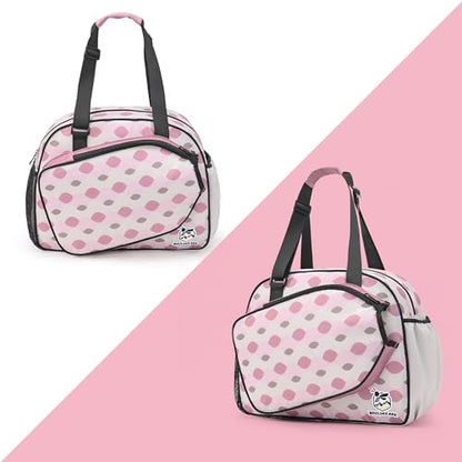 Boulder Bee Pickleball Bags, Premium Pickleball Tote Bag for Girls, Women’s Hand/Shoulder Gym Bag w Water Bottle Holder, with Pickleball Racquet/Paddle Holder - color: Pink Wave
