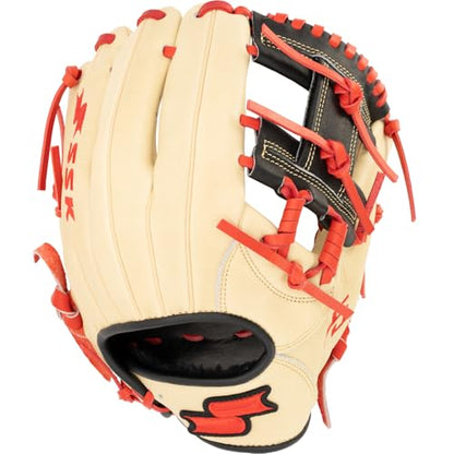 SSK Z5 Craftsman Infield Baseball Glove – 11.25” - 11.5” - 11.75” - 12” – Right & Left Hand Throw - color: Camel/Black/Red, size: 11.5" - Right Hand Throw