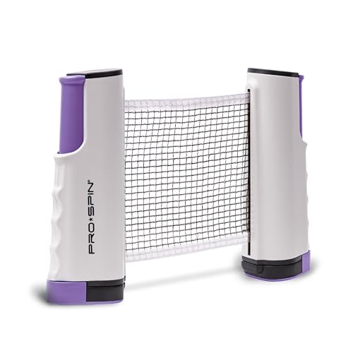 PRO-SPIN Retractable Ping Pong Net – 72" Table Tennis Net with Clamps | Portable Ping Pong Net for Any Table | Includes Custom Mesh Storage Bag | Replacement Table Tennis Net Posts - color: 1-Pack | Purple