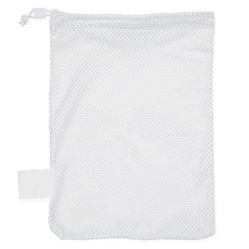 Champion Sports Mesh Equipment Bag – Heavy-Duty Nylon Drawstring Bag with Lock & ID Tag, Breathable Storage Sack for Balls, Swim Gear, Laundry & Toys, Multiple Sizes & Colors - color: White, size: 12" x 18"