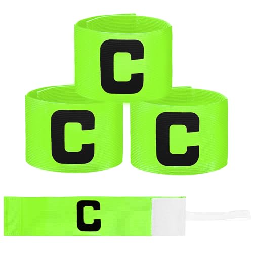 7x33 cm/2.75x13 Inch Captain Armbands, 3 PCS Green Soccer Captain Armband Adjustable Leader Armbands Team Sport Armband Football Basketball Player Band for Adult Youth Soccer Volleyball Team