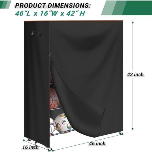 Basketball Rack Cover,Waterproof 420D Oxford Protective Outdoor Indoor Sports Rolling Basketball Shooting Training Stand Dust Cover 46"L x 16"W x 42"H (Only Cover)