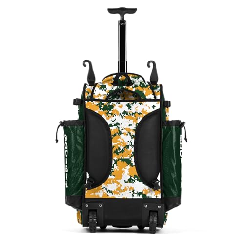 Boombah Catchers Superpack Hybrid Rolling Digital Camo Bat Bag - Multiple Colors - Wheeled & Backpack Version - color: Dark Green/Gold