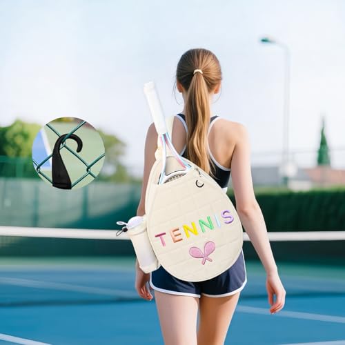 NZNDB Tennis Bags for Women Girl, Tennis Sling Crossbody Backpack, Water Resistant Tennis Bag for Pickleball, Tennis, Racketball - color: White