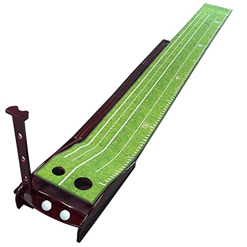 Perfect Golf Putting Mats with Green Ramp Premium Wood Training Aid for Home Office Putting Practice