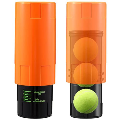 Soulchen Tennis Ball Pressurizer - Tennis Ball Storage Canister Holds 3 Balls Under 14 Psi Pressure, Reusable Stuff for Bounce Retention, Lightweight & Durable - color: Orange
