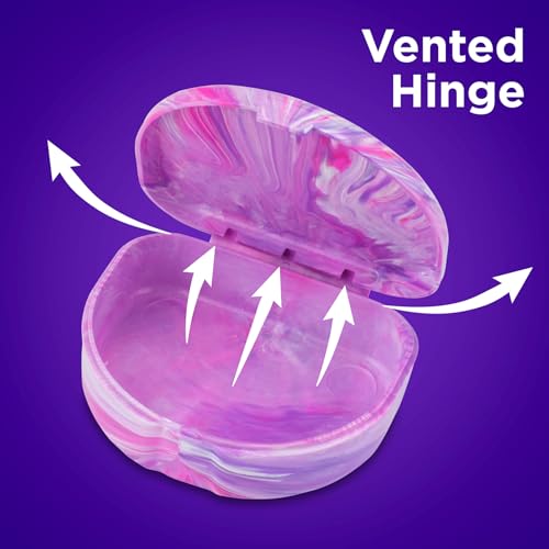 Practicon Marble Retainer Cases, Orthodontic Aligner Case, Mouth Guard Holder (3 Pack) (Pink Purple) - color: Pink Purple