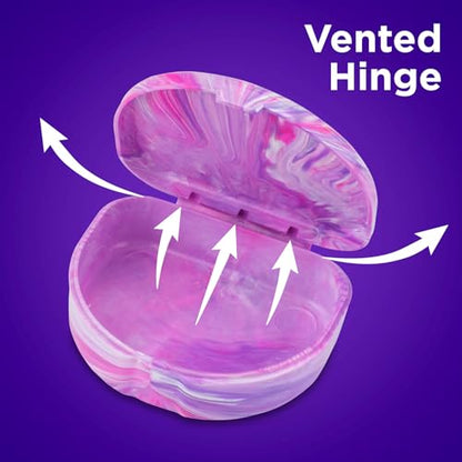 Practicon Marble Retainer Cases, Orthodontic Aligner Case, Mouth Guard Holder (3 Pack) (Pink Purple) - color: Pink Purple