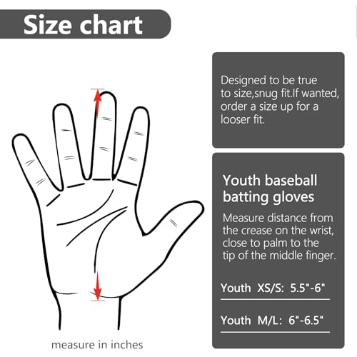 Youth Baseball & Softball Batting Gloves for Kids with Super Grip Fit - color: Spider Black, size: Youth M/L(6in-6.5in)