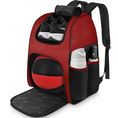 MATEIN Basketball Bag, Sturdy Soccer Bag with Ball Holder & Shoe Compartment, Large Basketball Backpack for Training Equipment, Water Resistant Sports Ball Backpack Fits Volleyball Football, Colorful - color: Red - Large