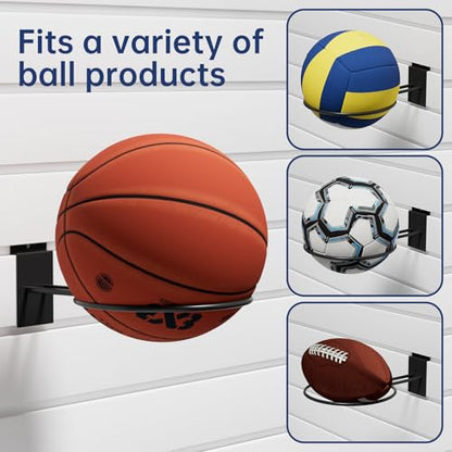 6 Pack Slatwall Ball Holder, Slatwall Accessory for Sports Ball Storage, Steel Ball Rack for Basketball, Football, Soccer, Volleyball