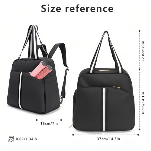 Pickleball Bag for Women Men, Large Pickleball Backpack with Shoe Compartment, Pickle Ball Bag with Paddle Cover Pocket Holds 2 Paddles - color: A-Striped Black