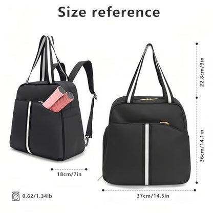 Pickleball Bag for Women Men, Large Pickleball Backpack with Shoe Compartment, Pickle Ball Bag with Paddle Cover Pocket Holds 2 Paddles - color: A-Striped Black