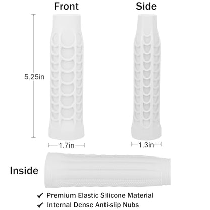 Silicone Pickleball Paddle Grip Cover | Non-Slip Shock Absorbing Handle Sleeve | Anti-Twist Internal Texture with Easy-Install Strips for Enhanced Control & Sweat Resistance - color: White