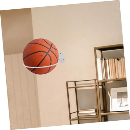 4Pcs White Wall Mount Ball Holder Rack for Football Rugby Soccer Basketball Volleyball Storage Organizer Space-Saving Sturdy Garage Home Use
