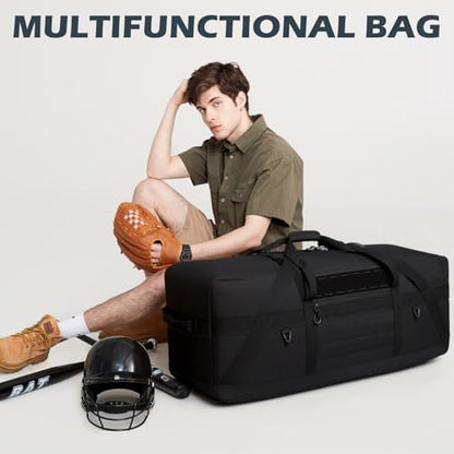 125L Extra Large Duffle Bag - Heavy Duty Duffle Bag with Multiple Pockets, Perfect as Camping Bag Travel Storage Tent Storage Sports Equipment Bag for Coaches & More, Black