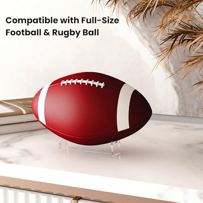 Football Stand Holder, 2-Pack Acrylic Display Stand for Rugby Ball, Clear Rack for Memorial Sports Gloves, 5.9x3.5x1.3 inch - size: 5.9x3.5x1.3 inch