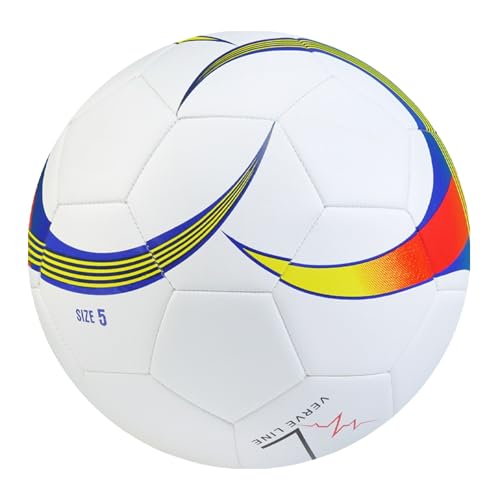 Savage TPU Soccer Ball for Youth & Adults | Size 5 Soccer Balls | Best for Clubs & Academies | Indoor & Outdoor Practice & Training Soccerball, White/Yellow/Red/Blue