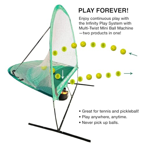 OnCourt OffCourt Infinity Play System w/Multi-Twist Mini Ball Machine for Tennis & Pickleball - Optional Replacement Net