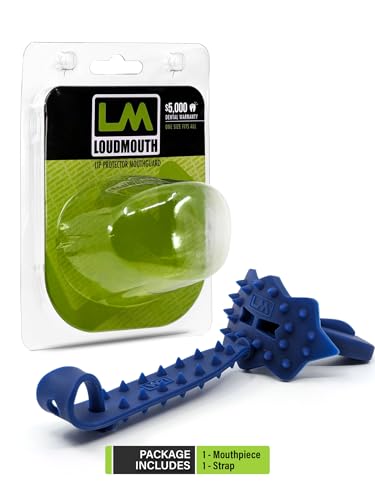 Loudmouth Football Mouth Guard - 3D SpikeSurge Football Mouthpiece with Strap, Fits Adult & Youth, Mouth Guard Football Accessories (Tiger Navy Blue) - color: Tiger Navy Blue