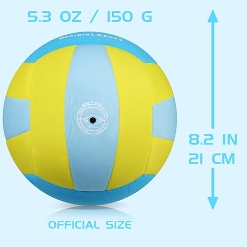 Soft Volleyball, Soft and Delicate to The Touch, Not Easy to Pill, Official Standard Size, Safe and Quiet, Perfect Choice for Family Training, Games and Gifts of All Ages - color: Blue Yellow