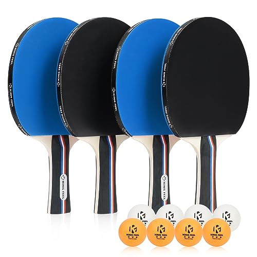 Ping Pong Paddles Set of 4 Premium Table Tennis Rackets 3-Star Ping Pong Balls(8) with Ping Pong Paddle Case Professional Table Tennis Paddles Set for Indoor & Outdoor Games