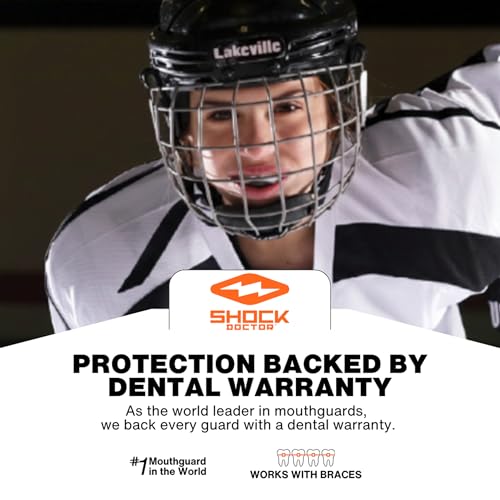 Shock Doctor Mouth Guard, Custom Fit Football Mouth Guard, Moldable Mouth Guard Boxing, Lacrosse, Hockey, MMA, Football & More, Mouthpiece, Mouthguard Sports, Adult & Youth - size: Adult - STRAPPED (Pack of 2)